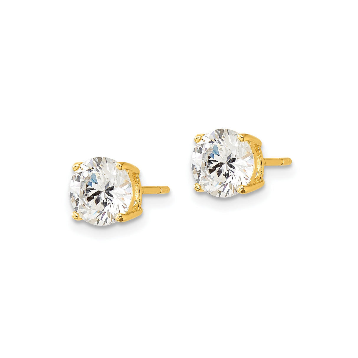 Sterling Silver Minimal Stud Earrings Round Gems Goldtone