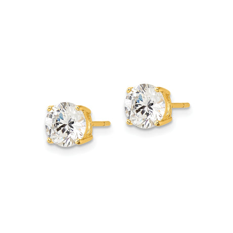Sterling Silver Minimal Stud Earrings Round Gems Goldtone