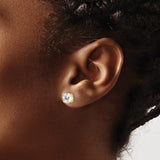 Sterling Silver Minimal Stud Earrings Round Gems Goldtone