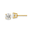 Sterling Silver Stud Earrings with Round Cut Clear Gemstones in Gold Tone Prong Setting, Classic Elegant Design for Women, Minimal Everyday Jewelry, Refined Formal Silver Stud Style