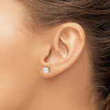 Sterling Silver Round Stud Earrings with Clear Cubic Zirconia, Four-Prong Solitaire Setting