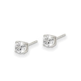 Sterling Silver Round Cut CZ Stud Earrings 4 Prong