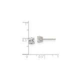 Sterling Silver Round Cut CZ Stud Earrings 4 Prong