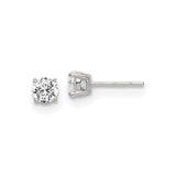 Sterling Silver Stud Earrings with Round-Cut Cubic Zirconia in Classic 4-Prong Setting, Minimalist Silver CZ Studs for Women, Timeless Everyday Style, Lightweight Dainty Sparkle Accessories