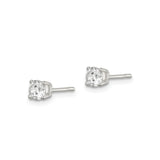 Sterling Silver Stud Earrings Minimalist CZ Four Prong