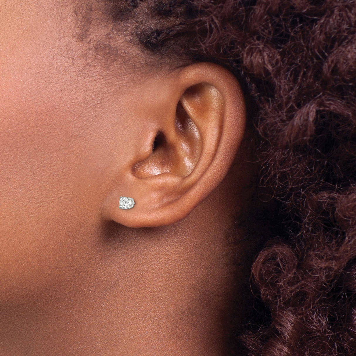 Sterling Silver Stud Earrings Minimalist CZ Four Prong