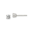Sterling Silver Stud Earrings with Round Cubic Zirconia in Four Prong Setting, Classic Minimalist Design for Women or Unisex Wear, Elegant Sparkle for Everyday or Special Occasion Jewelry