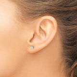 Sterling Silver Stud Earrings with Clear Round Cubic Zirconia, Four Prong Setting, Minimalist Design