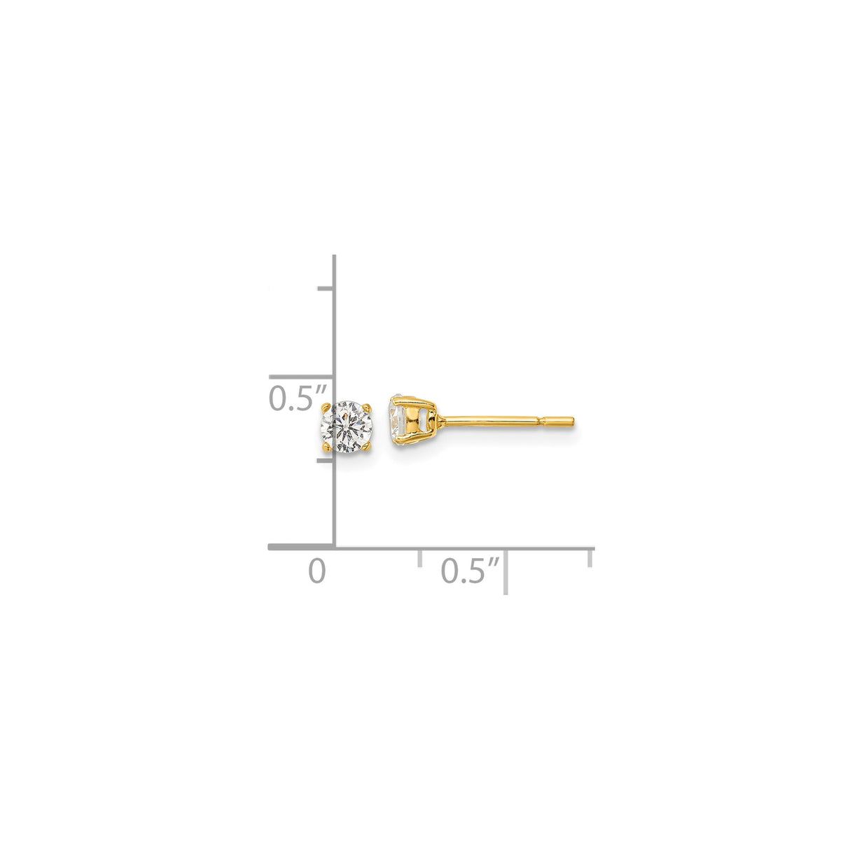Sterling Silver Stud Earrings with Clear Round Cubic Zirconia, Four Prong Setting, Minimalist Design