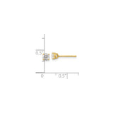 Sterling Silver Stud Earrings with Clear Round Cubic Zirconia, Four Prong Setting, Minimalist Design