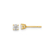 Sterling Silver Stud Earrings with Clear Round Cubic Zirconia, Four Prong Setting, Minimalist Design