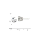 Sterling Silver Solitaire Stud Earrings Round CZ Prong
