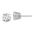 Sterling Silver Stud Earrings with Round Cut Clear Cubic Zirconia in Classic Four Prong Setting, Minimalist Fashion Solitaire Studs for Women, Elegant Daily Wear Silver Jewelry with Timeless Design