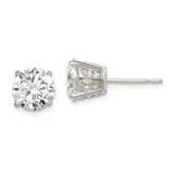 Sterling Silver Stud Earrings with Round Cut Clear Cubic Zirconia in Classic Four Prong Setting, Minimalist Fashion Solitaire Studs for Women, Elegant Daily Wear Silver Jewelry with Timeless Design