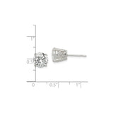 Sterling Silver Stud Earrings with Round Cut Cubic Zirconia, Four Prong Basket Setting, Filigree Detail