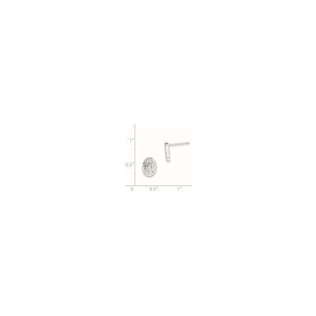 Sterling Silver Oval Stud Earrings with Double Halo and Cubic Zirconia Stones for Women