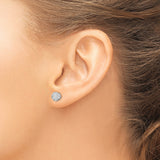 Sterling Silver Stud Earrings with Cubic Zirconia, Round Pave Circle Design for Women
