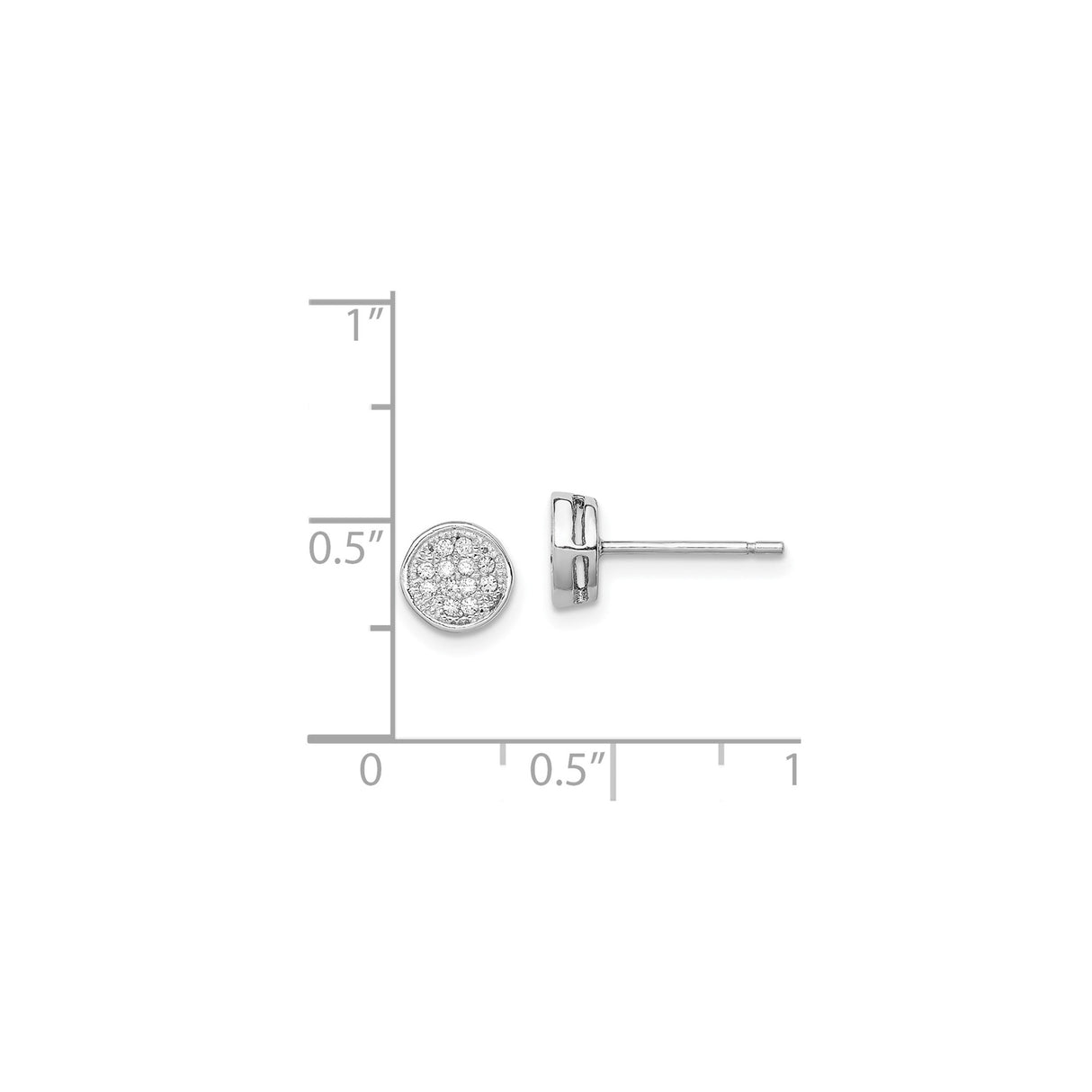 Sterling Silver Stud Earrings with Cubic Zirconia, Round Pave Circle Design for Women