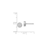 Sterling Silver Stud Earrings with Cubic Zirconia, Round Pave Circle Design for Women