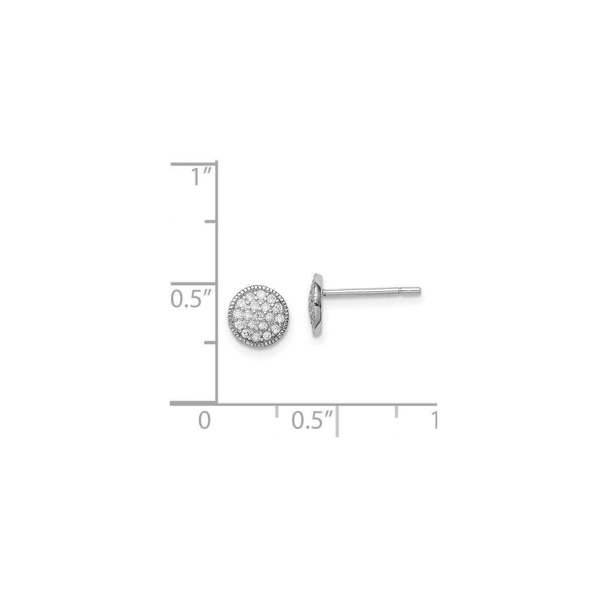 Sterling Silver Stud Earrings with Cubic Zirconia, 7mm Pavé Cluster Design for Women