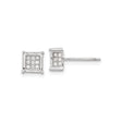 Sterling Silver Stud Earrings with Round Cut Cubic Zirconia in Prong Set Cluster Design