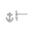 Sterling Silver Anchor Stud Earrings with Cubic Zirconia, Nautical Faith Symbol Jewelry
