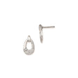 Sterling Silver Teardrop Earrings with Cubic Zirconia, Textured Floral Design, Post Back