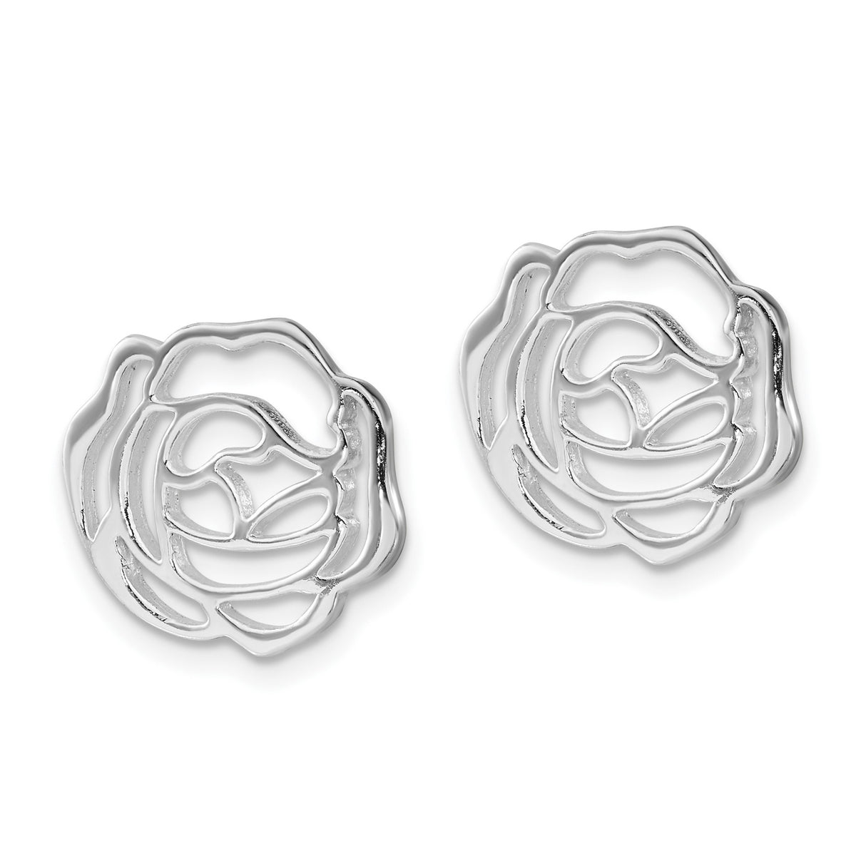 Sterling Silver Rose Flower Pendant with Openwork Floral Design for Women