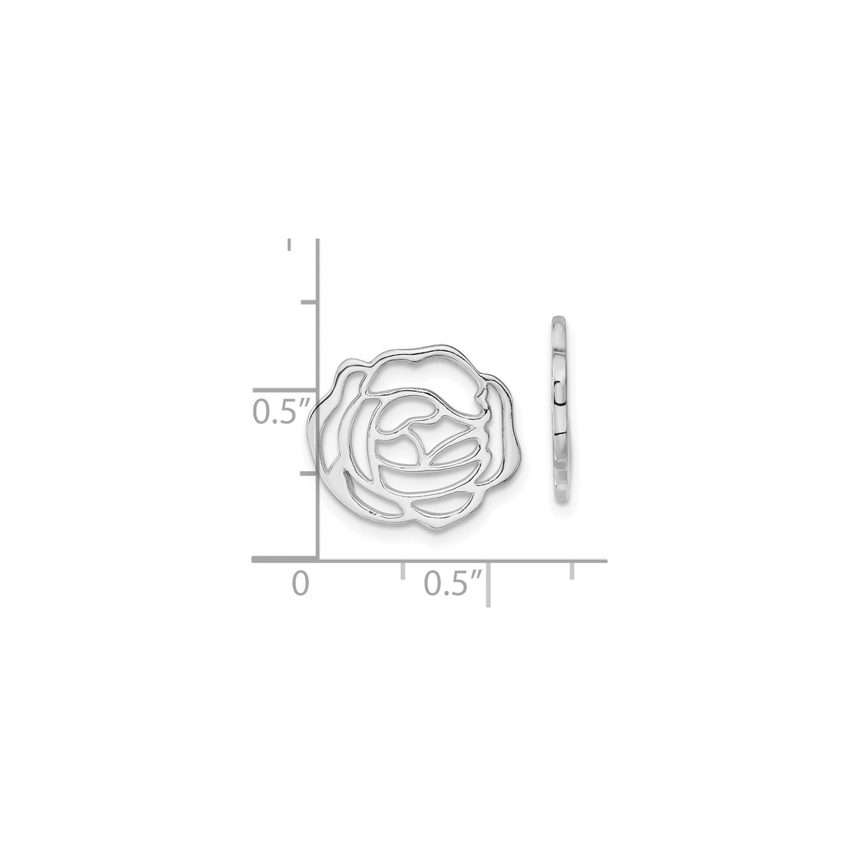 Sterling Silver Rose Flower Pendant with Openwork Floral Design for Women