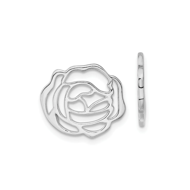 Sterling Silver Rose Flower Pendant with Openwork Floral Design for Women