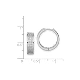 Sterling Silver Hoop Earrings with Cubic Zirconia, Wide Polished Band, Modern Minimalist Design