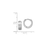 Sterling Silver Hoop Earrings with Double Row Cubic Zirconia, Polished Lightweight Design
