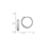 Sterling Silver Hoop Earrings with Pave Cubic Zirconia, Lightweight Hinged Design for Women
