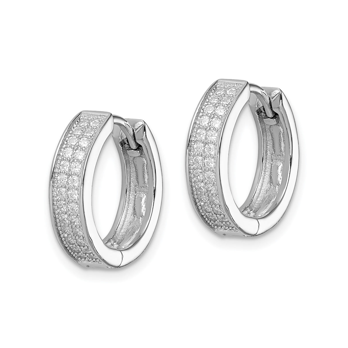 Sterling Silver Hoop Earrings with Pave Cubic Zirconia, Lightweight Modern Style for Women