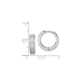 Sterling Silver Hoop Earrings with Pave Cubic Zirconia, Lightweight Modern Style for Women