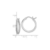 Sterling Silver Hoop Earrings with Double Row Cubic Zirconia, Modern In and Out Style