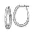 Sterling Silver Oval Hoop Earrings with Cubic Zirconia, Lightweight Bridal Jewelry