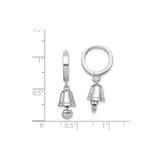 Sterling Silver Hoop Earrings with Bell Charms and Heart Clappers for Women