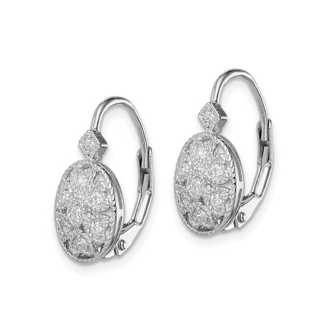 Sterling Silver Drop Earrings with Cubic Zirconia, Floral Filigree Design, Vintage Style