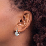 Sterling Silver Drop Earrings with Cubic Zirconia, Floral Filigree Design, Vintage Style