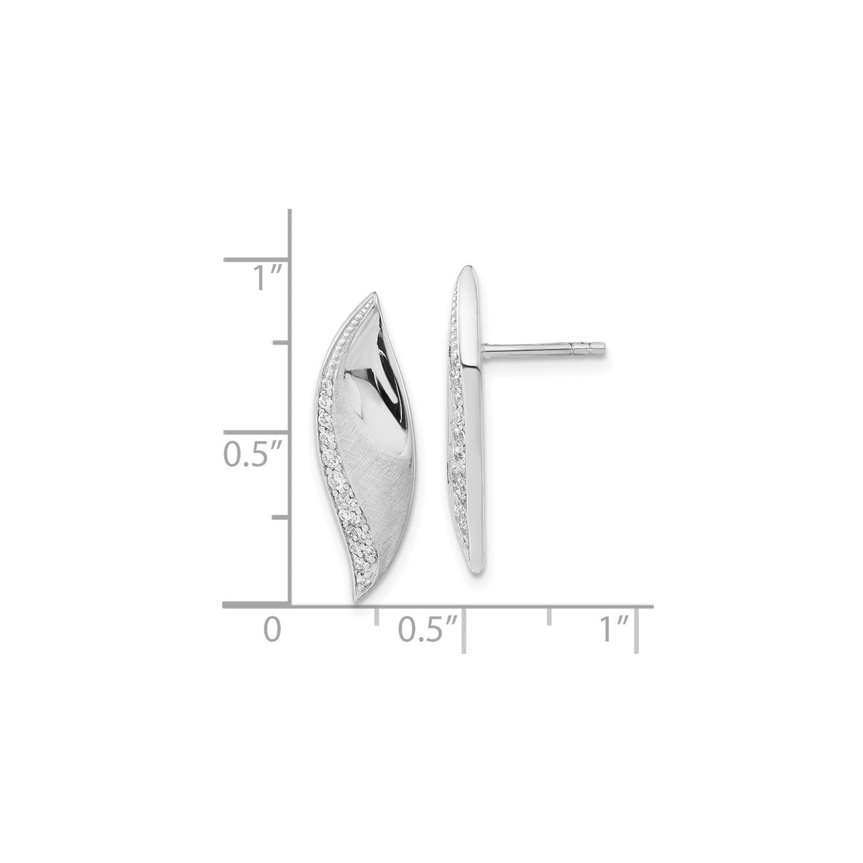 Sterling Silver Leaf Stud Earrings With Cubic Zirconia