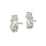 Sterling Silver Cat Stud Earrings with Whimsical Feline Design for Women and Girls