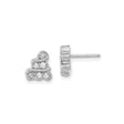 Sterling Silver Christmas Tree Stud Earrings with Cubic Zirconia Accents, Holiday Jewelry for Women