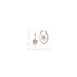 Sterling Silver Drop Earrings with Cubic Zirconia, Oval Hoop and Bow Design for Women
