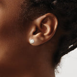 Sterling Silver Stud Earrings with Simulated Pearl, Prong Set, Minimalist Design for Women