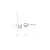 Sterling Silver Stud Earrings with Simulated Pearl, Prong Set, Minimalist Design for Women