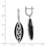 Sterling Silver Dangle Earrings with Marquise Black Onyx and Cubic Zirconia Filigree Design