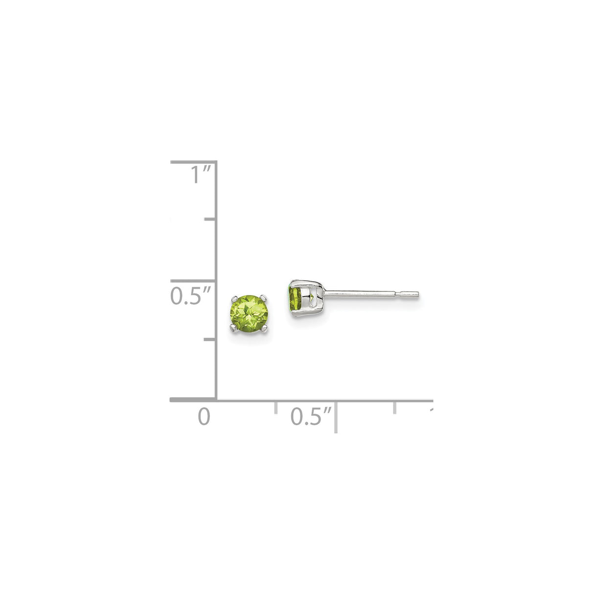 Sterling Silver Stud Earrings with Peridot and Cubic Zirconia, Four Prong Setting, August Birthstone