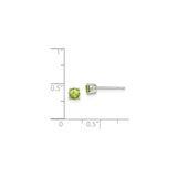 Sterling Silver Stud Earrings with Peridot and Cubic Zirconia, Four Prong Setting, August Birthstone