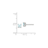 Sterling Silver Square Stud Earrings with Light Blue Cubic Zirconia, Minimalist Modern Design